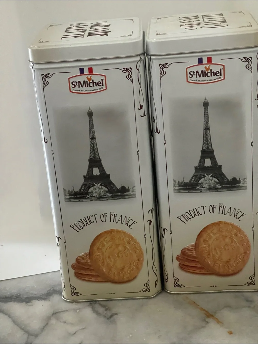 2 LA Grande Galette French Butter Cookie Tin Cans Collectible, Storage, Display